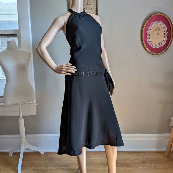NWT Vintage Y2K Jones New York Cocktail Dress Drop Waist Beaded Sequin Size 14 - Picture 2 of 13